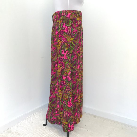 Vintage 70s M/L Cotton Hippy Print Maxi Skirt - Picture 5 of 10